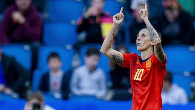 Jenni Hermoso celebra un gol con la selección española en el Mundial femenino de Francia 2019
