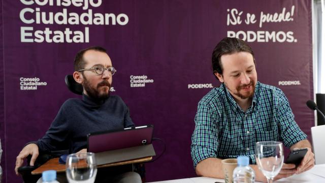 Iglesias y Echenique durante la celebración del Consejo Ciudadano celebrado este sábado.