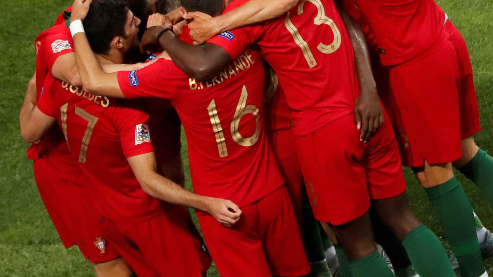 Portugal celebra el gol de la victoria ante Holanda en la final de la UEFA Nations League