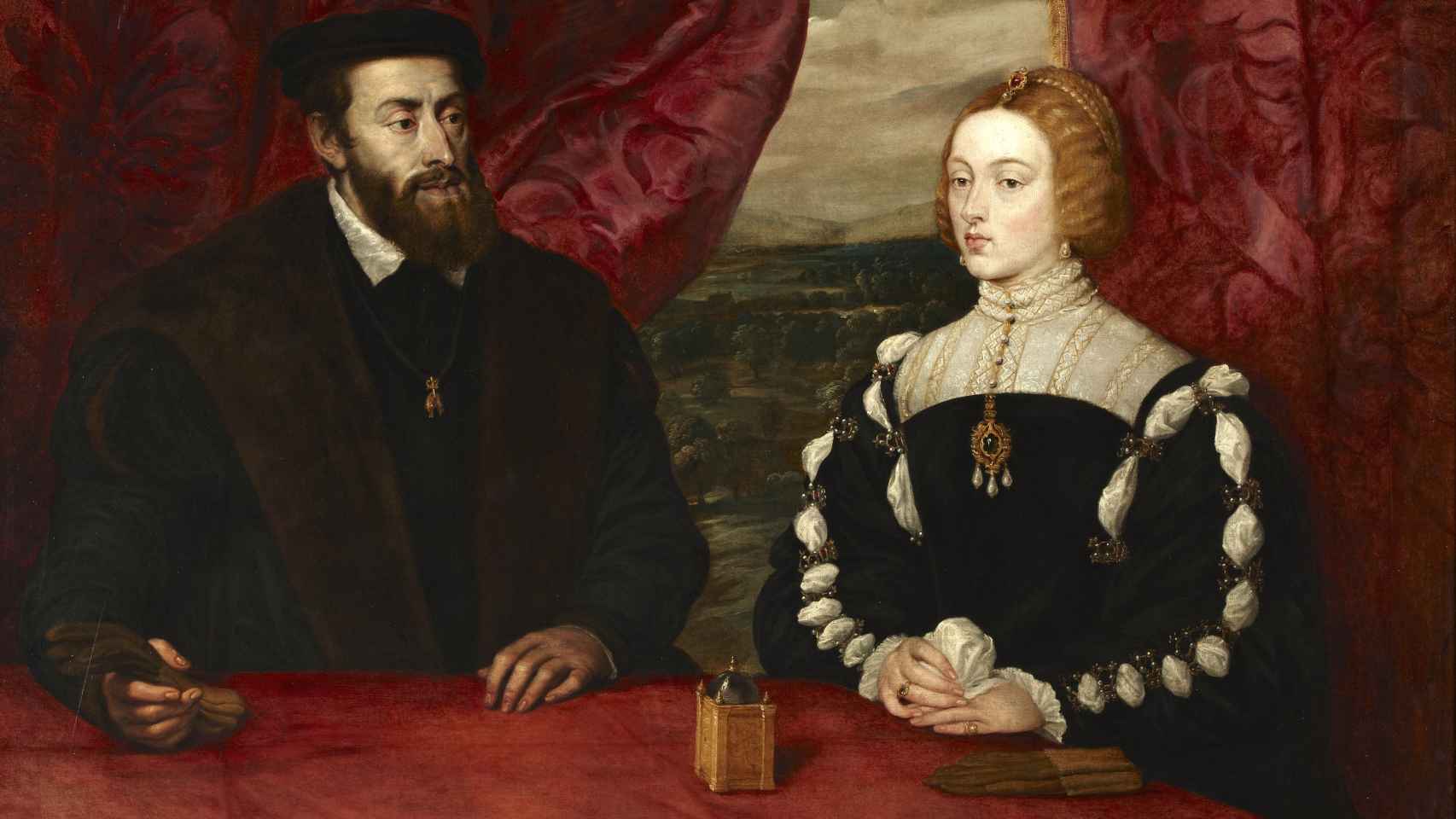 Retrato pintado por Rubens del emperador Carlos V y la emperatriz Isabel de Portugal.