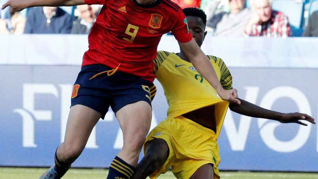 Mariona Caldentey, en el partido entre España y Sudáfrica del Mundial de Francia femenino