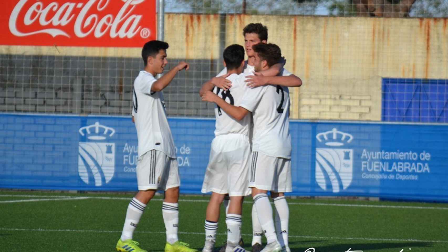 Los futbolistas del Juvenil C celebran un gol en el Mundial de Clubes de la Comunidad de Madrid. Foto: Facebook (Mundial Madrid)