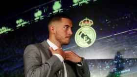 Eden Hazard en la rueda de prensa de su presentación con el Real Madrid