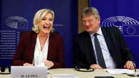 Le Pen, durante la presentación del grupo Identidad y Democracia en la Eurocámara