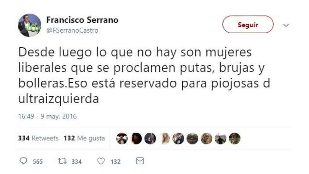 Una de las perlas del Juez Francisco Serrano en Twitter.