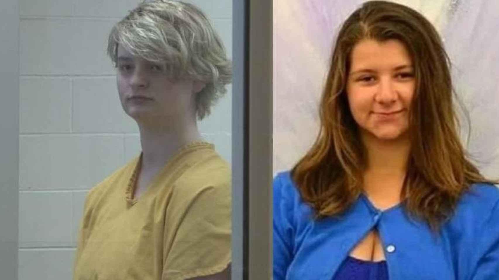 A la izquierda, Denali Brehmer durante la vista de su caso, a la derecha su víctima, Cyntia Hoffman.