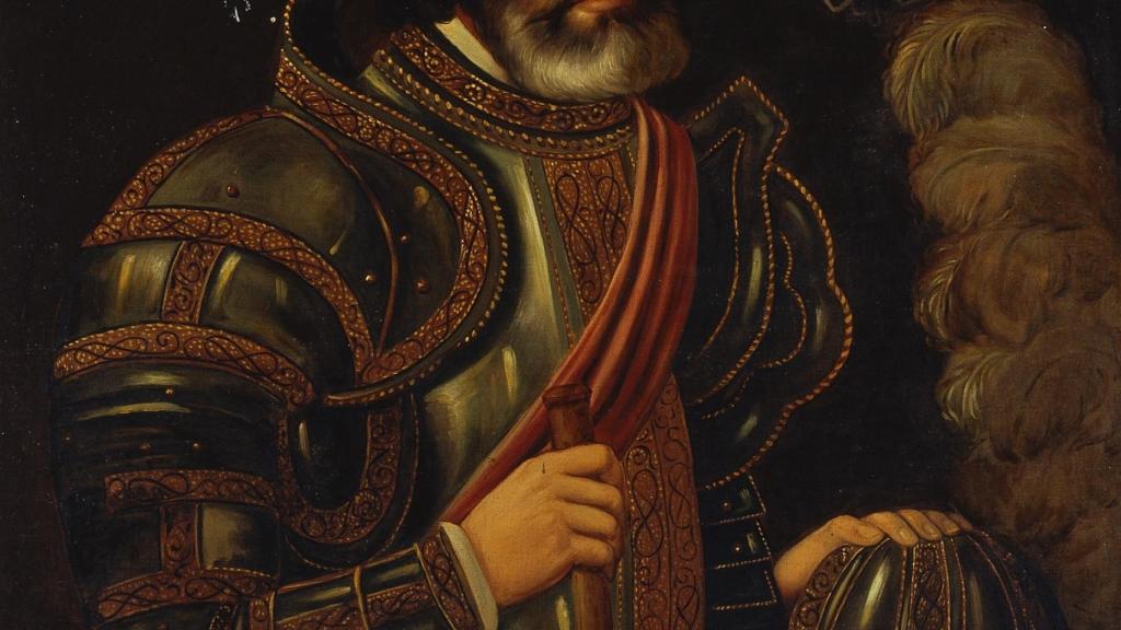 Copia del retrato original de Hernán Cortés pintado por José Salomé Pina.