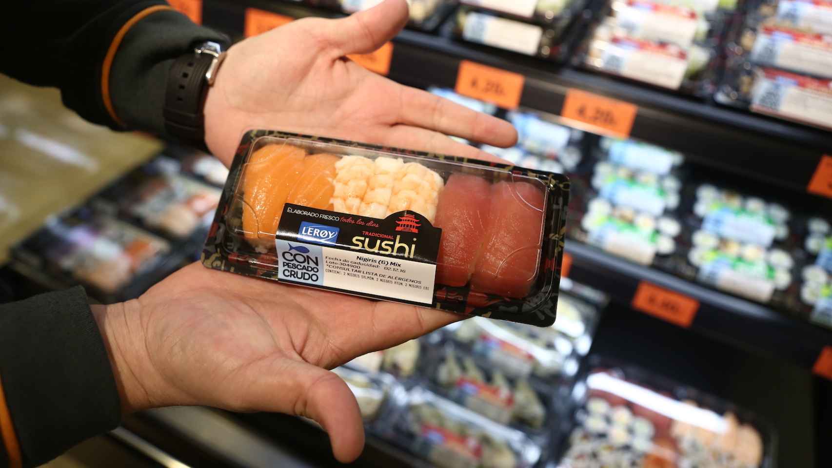 Una de las bandejas de sushi fabricadas por Leroy que comercializa Mercadona.