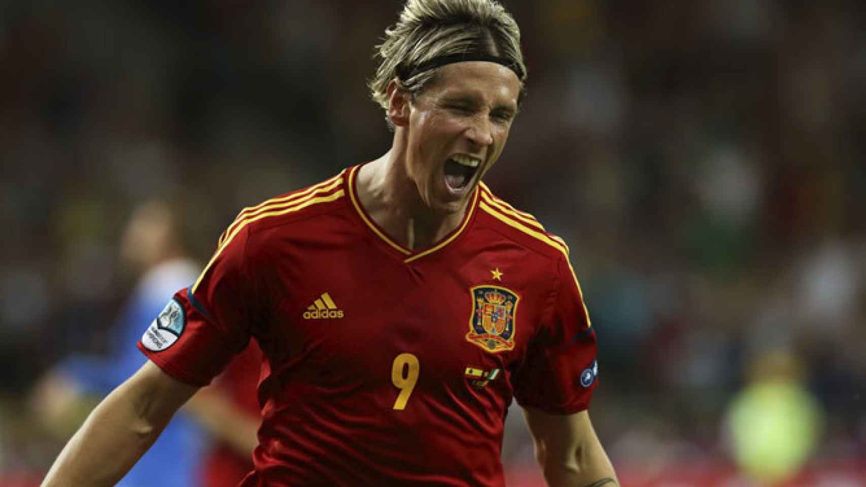 Fernando Torres celebra un gol en la Eurocopa 2012