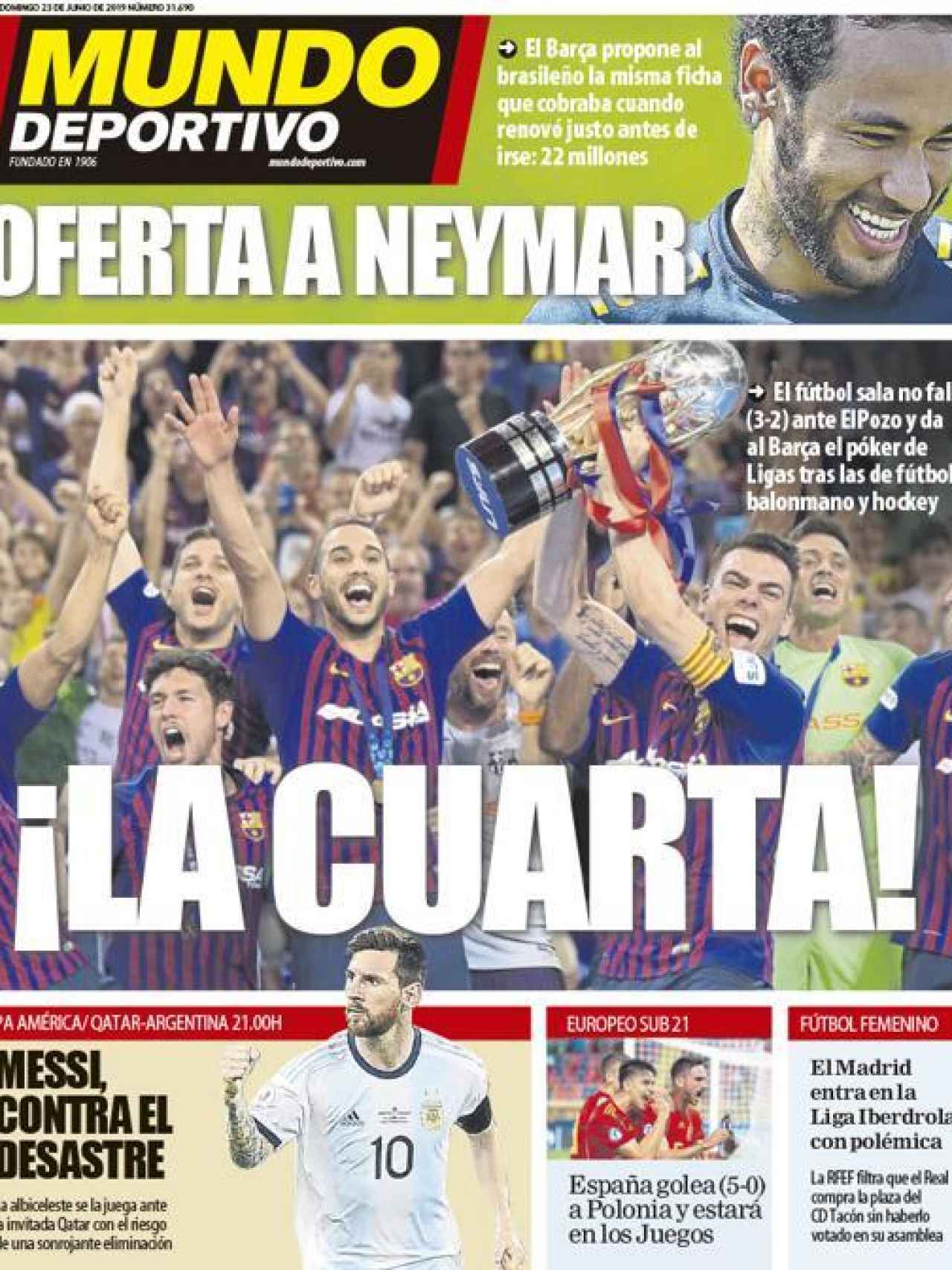 La portada del diario Mundo Deportivo (23/06/2019)