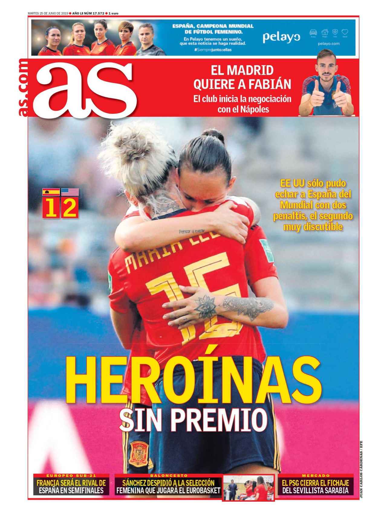 La portada del diario AS (25/06/2019)