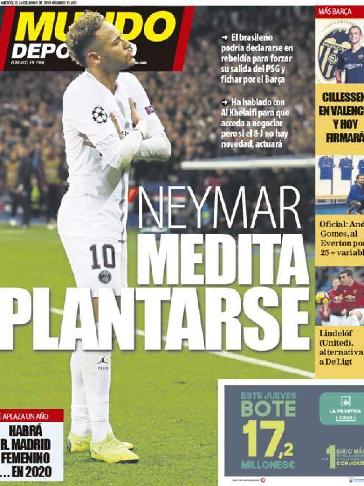 La portada del diario Mundo Deportivo (26/06/2019)