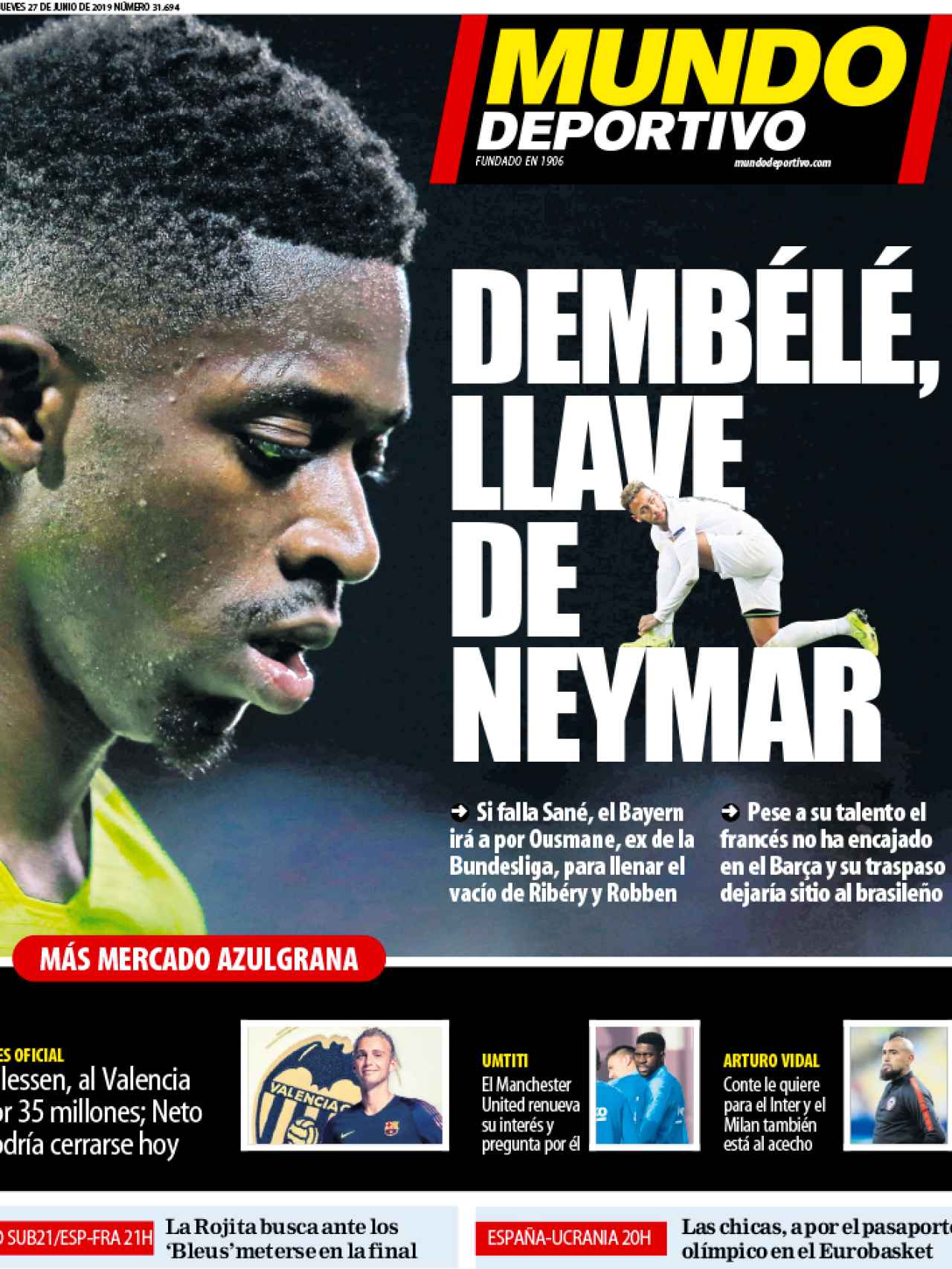 La portada del diario Mundo Deportivo (27/06/2019)