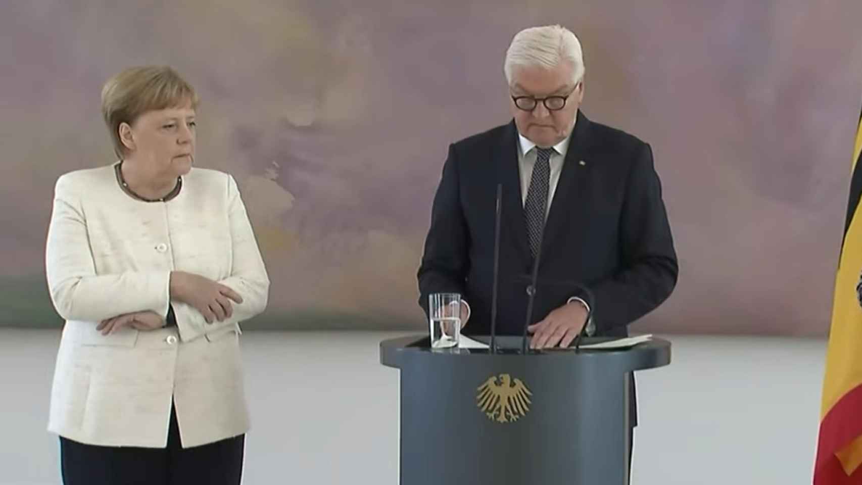 Angela Merkel durante el acto en Berlín este jueves.