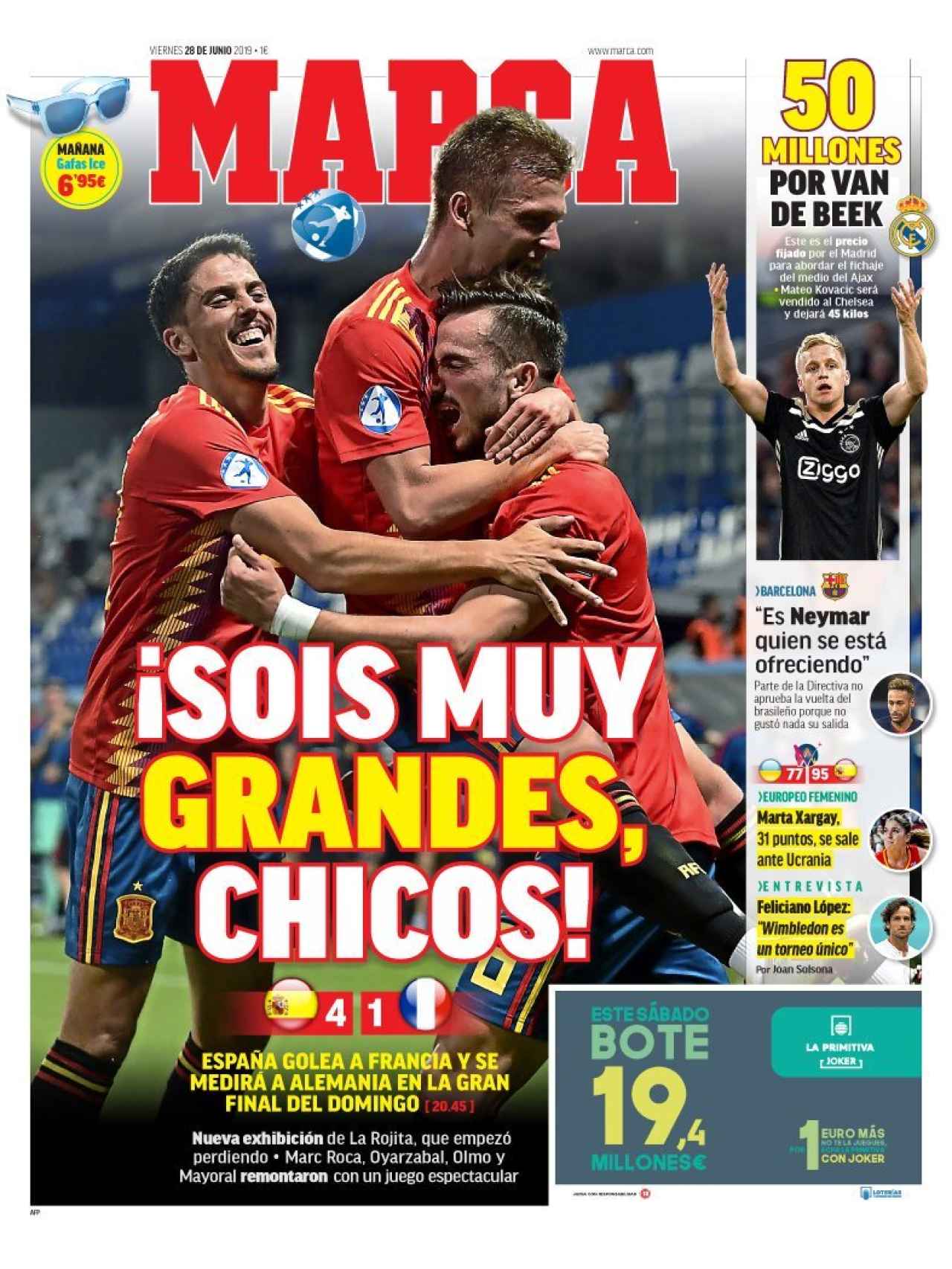 La portada del diario MARCA (28/06/2019)