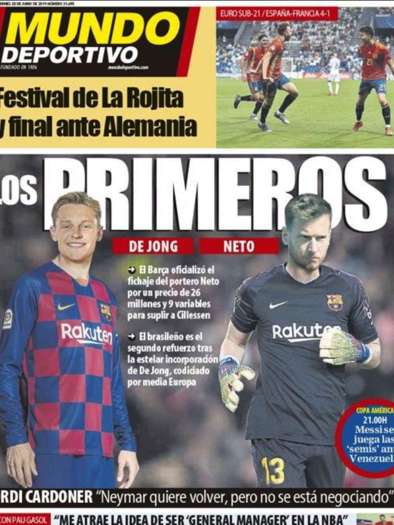 La portada del diario Mundo Deportivo (28/06/2019)