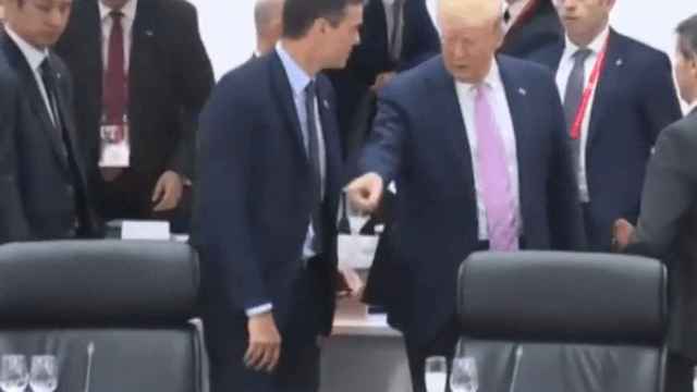 Trump manda a sentarse a Pedro Sánchez.