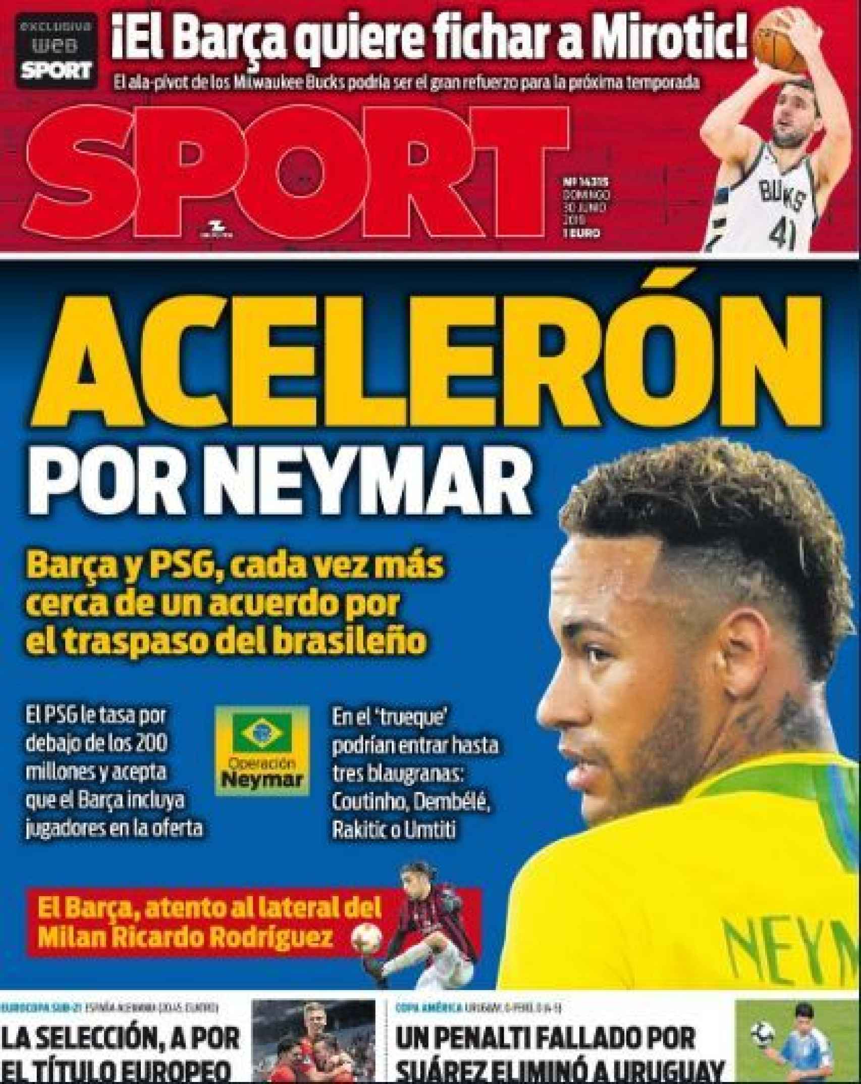 Portada del diario Sport (30/06/2019)