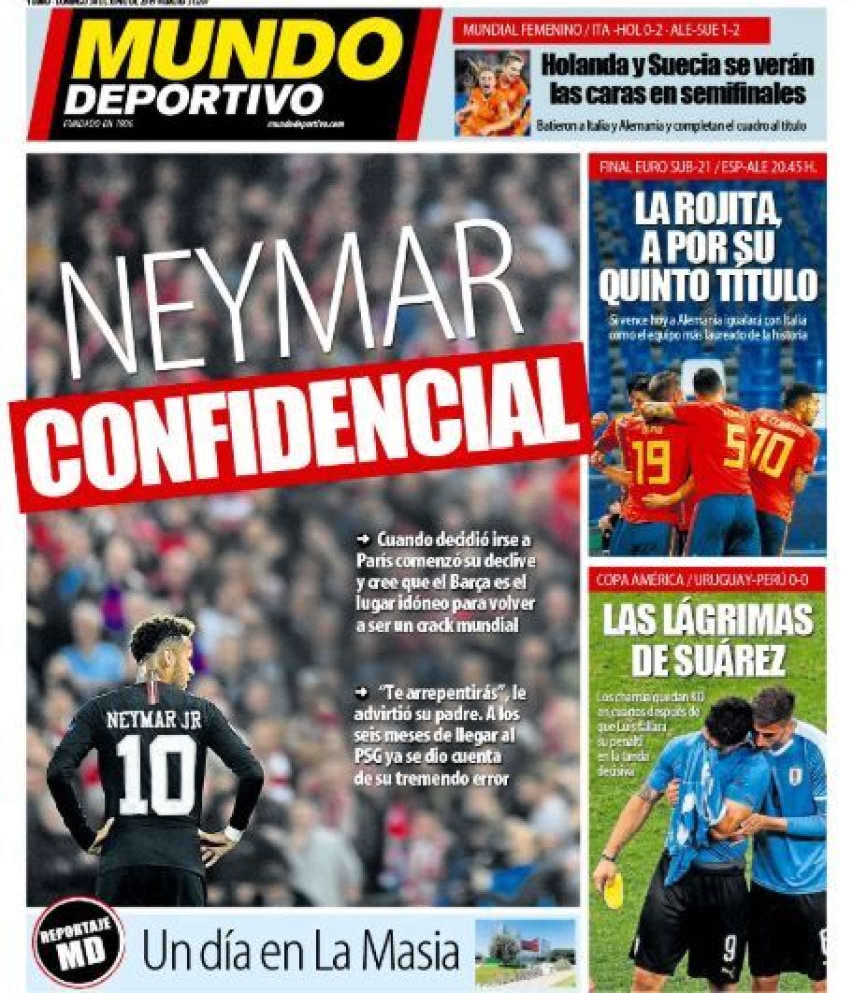 Portada Mundo Deportivo 30/06/2019.
