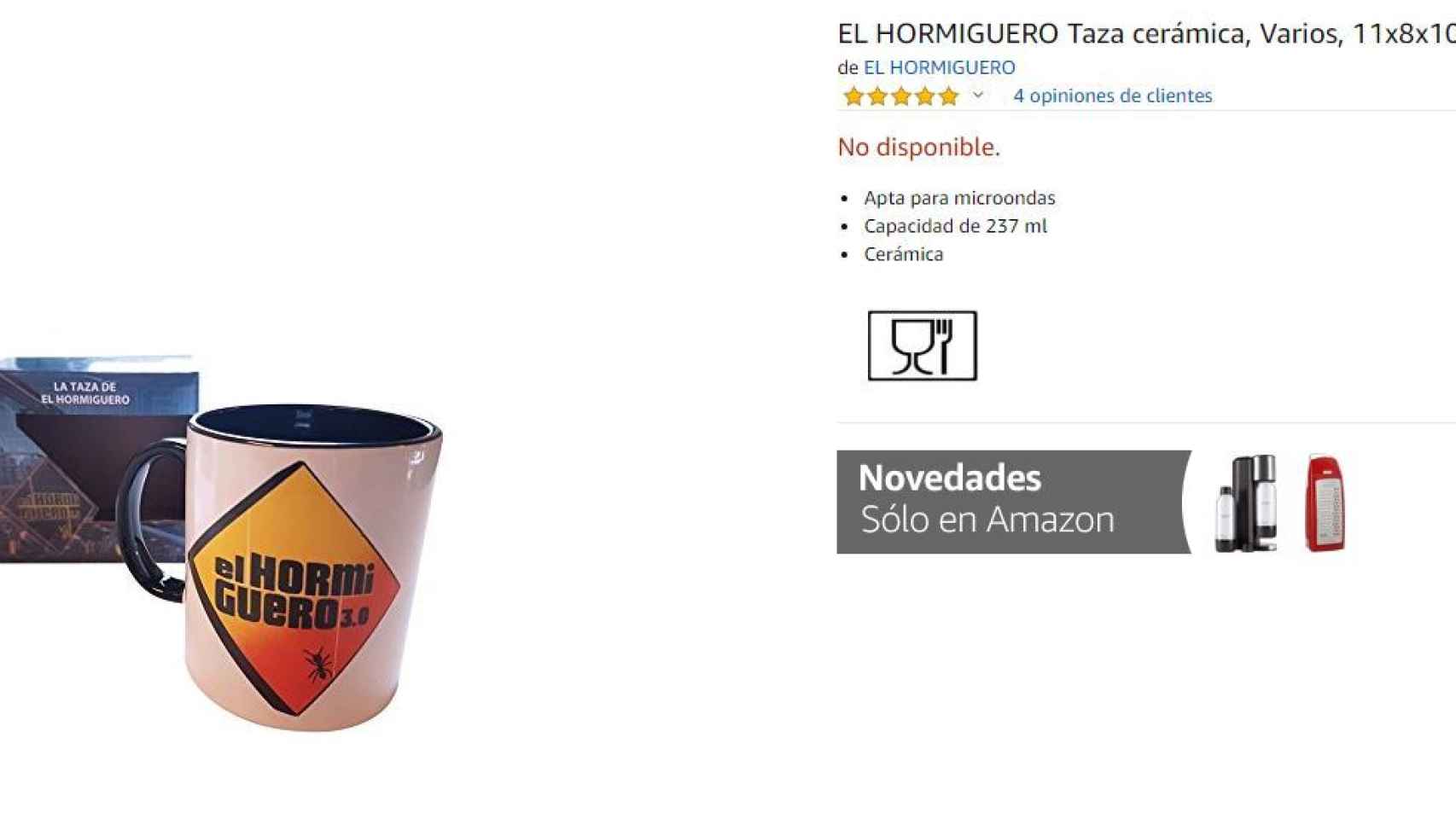 Taza de 'El Hormiguero' agotada en Amazon.
