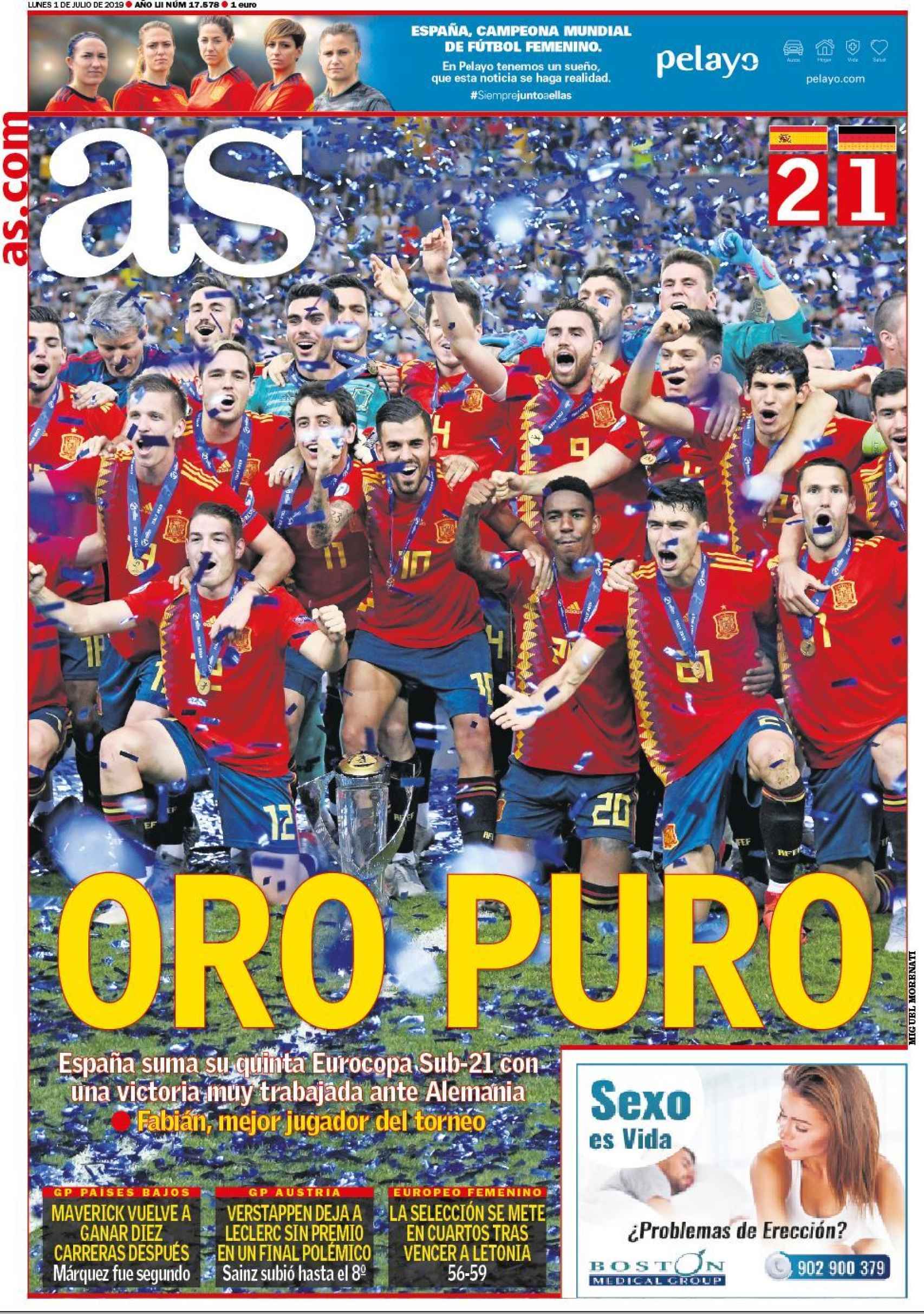 La portada del diario AS (1/07/2019)