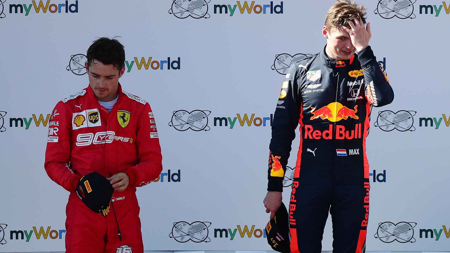 Leclerc y Verstappen, tras acabar el GP de Austria