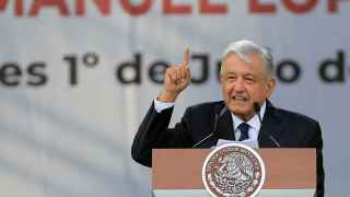 López Obrador durante su discurso de celebración del primer año de presidencia.