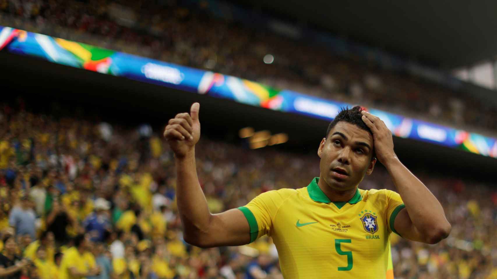 Casemiro, en un partido de la selección de Brasil durante la Copa América 2019