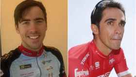 Alberto Contador y Ade, su primo, con quien comparte su afición por las bicis.