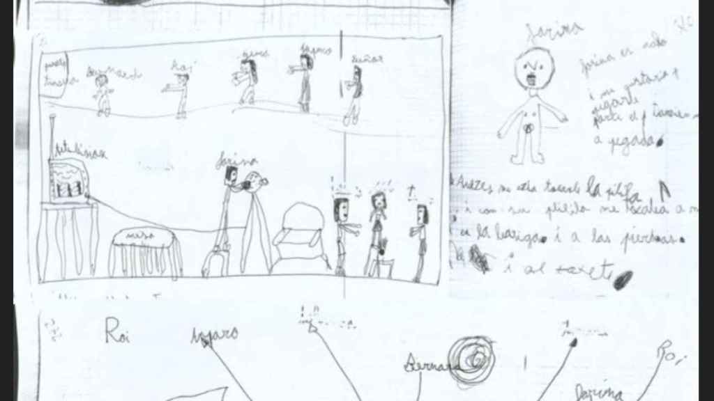 Dibujos de las niñas, realizados al dictado de su padre Reinaldo Colás