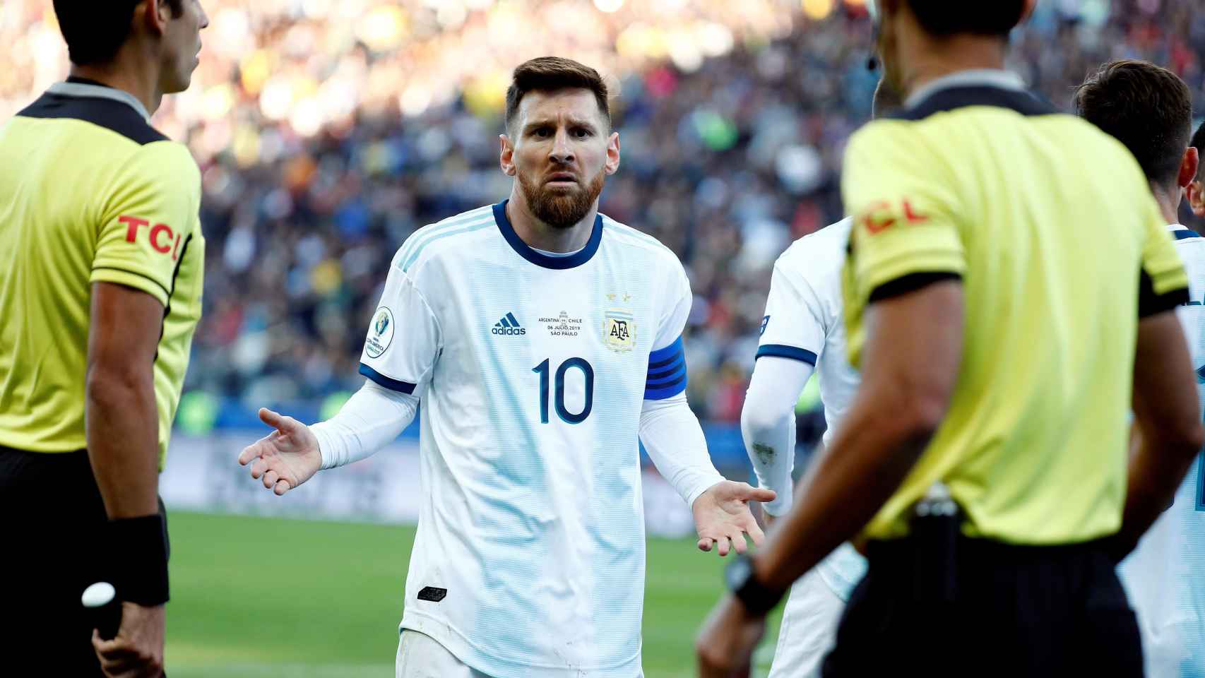 Leo Messi en el partido frente a Chile de la Copa América 2019.