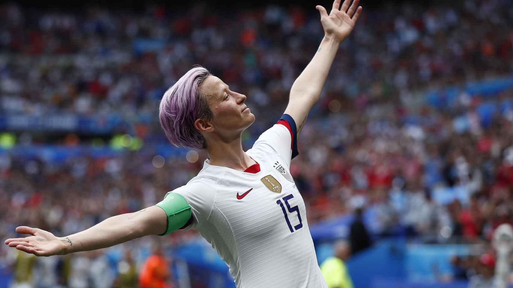 Megan Rapinoe celebra su gol con EEUU en la final del Mundial femenino de Francia 2019