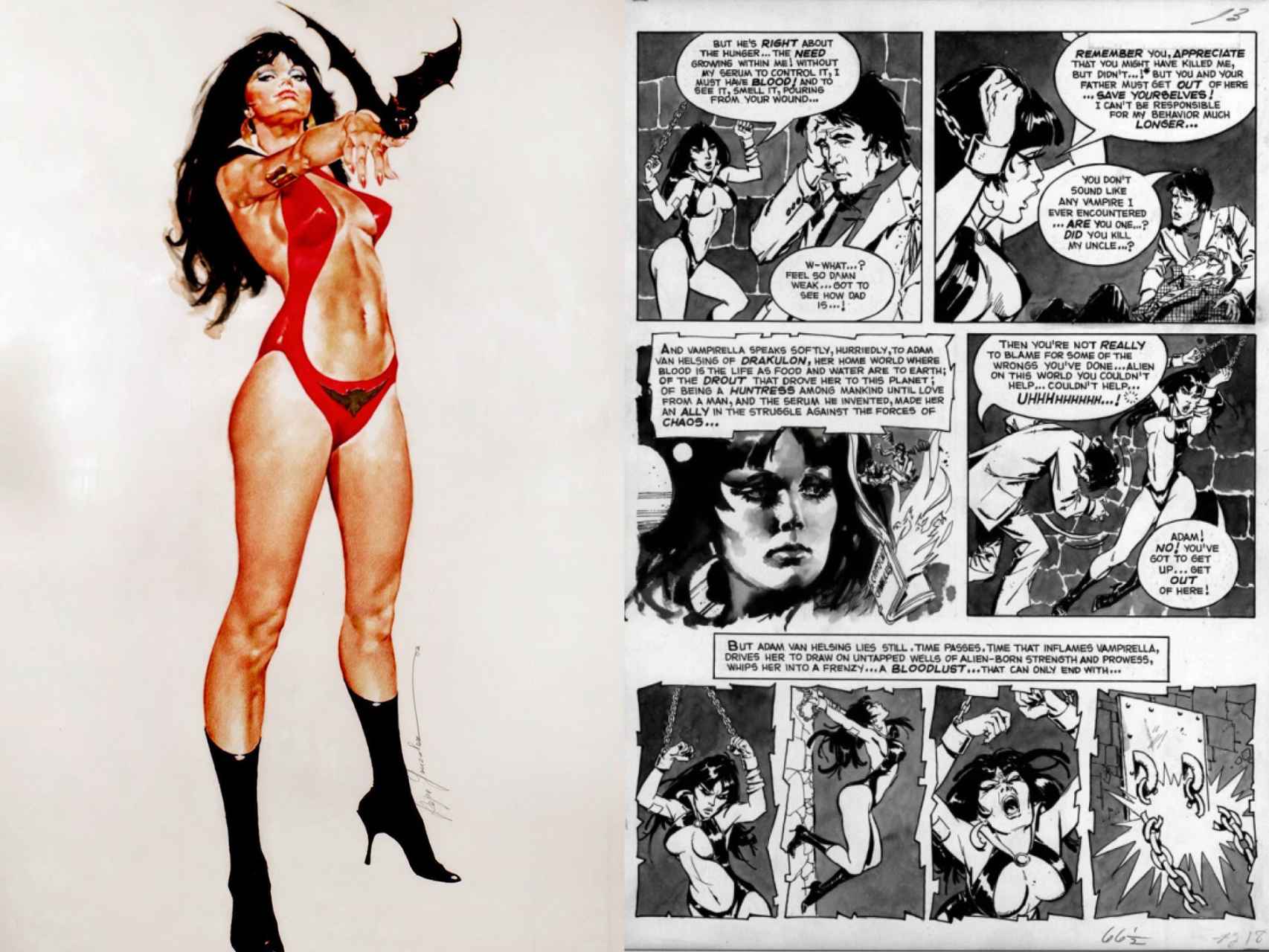 Una ilustración clásica de Vampirella y mi madre, en la tercera viñeta de la página izquierda.