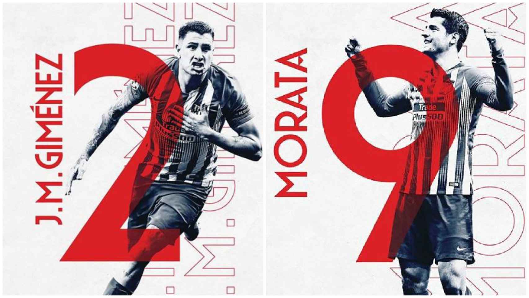 Giménez y Morata con los dorsales de la temporada 2019/2020.