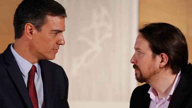 Pedro Sánchez y Pablo Iglesias, en una de sus reuniones fallidas para acordar un gobierno de coalición.