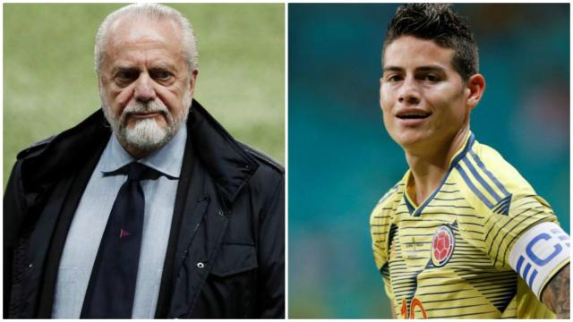 De Laurentiis (presidente del Nápoles) y James Rodríguez.