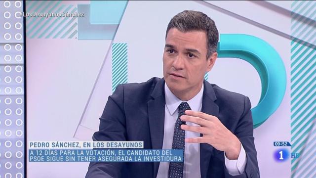 Pedro Sánchez, durante su entrevista de este jueves en TVE.