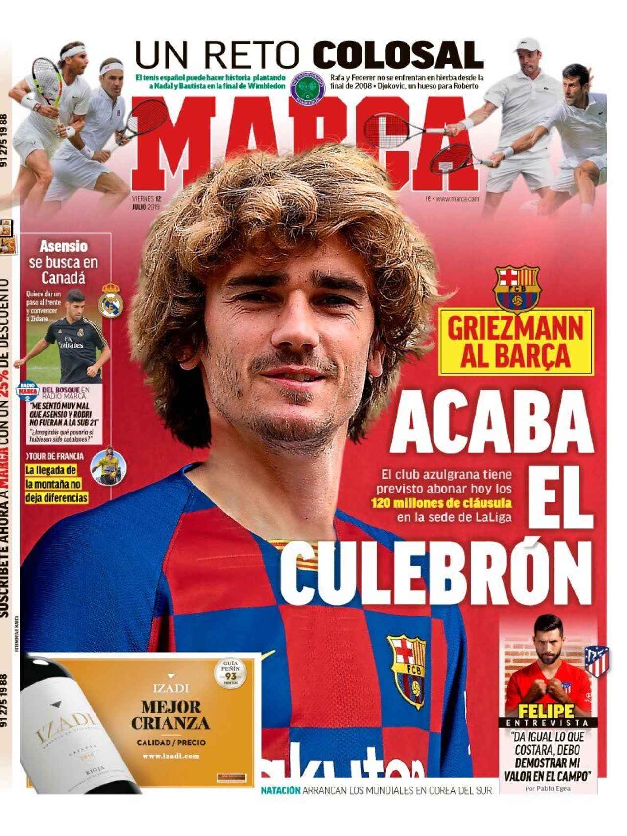 La portada del diario MARCA (12/07/2019)