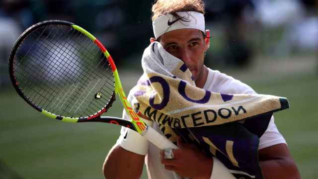 Nadal, durante la semifinal de Wimbledon ante Federer.
