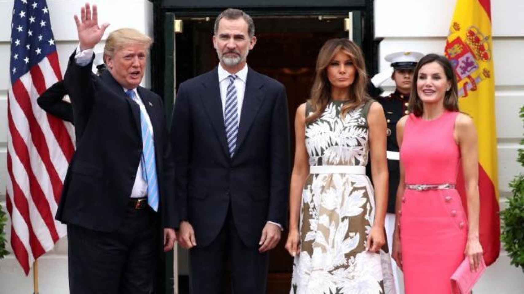 Los Reyes, junto a Trump y su esposa Melania, en junio de 2018.