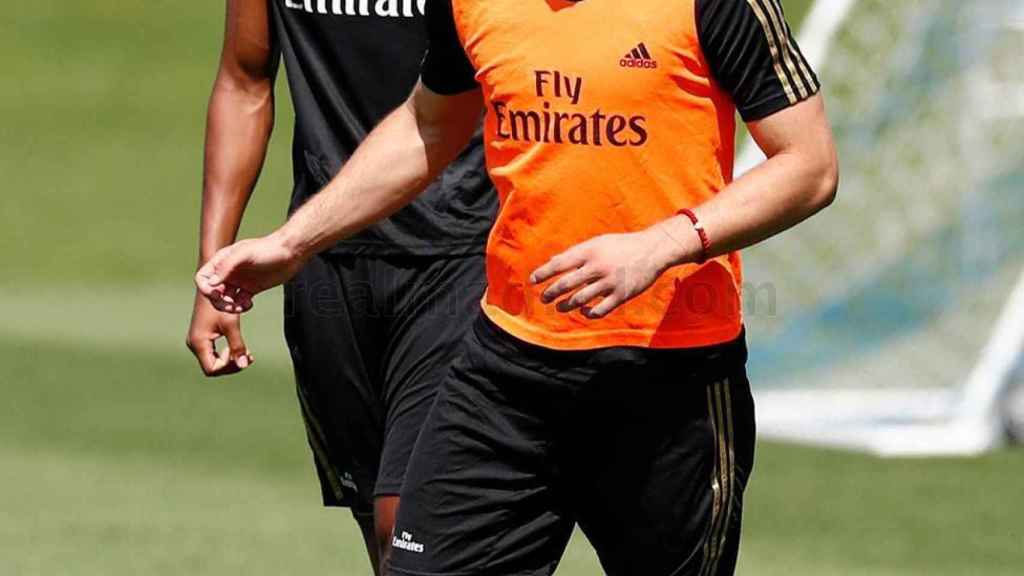 Luka Jovic y Raphaël Varane, en un entrenamiento del Real Madrid