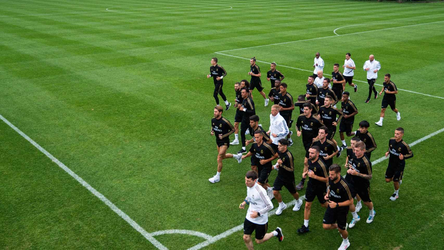 Los jugadores del Real Madrid durante un entrenamiento de pretemporada en Montreal.