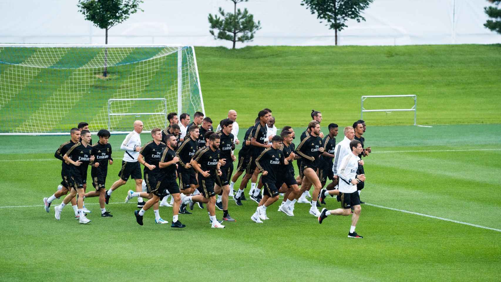 Los jugadores del Real Madrid en un entrenamiento de pretemporada en Montreal.