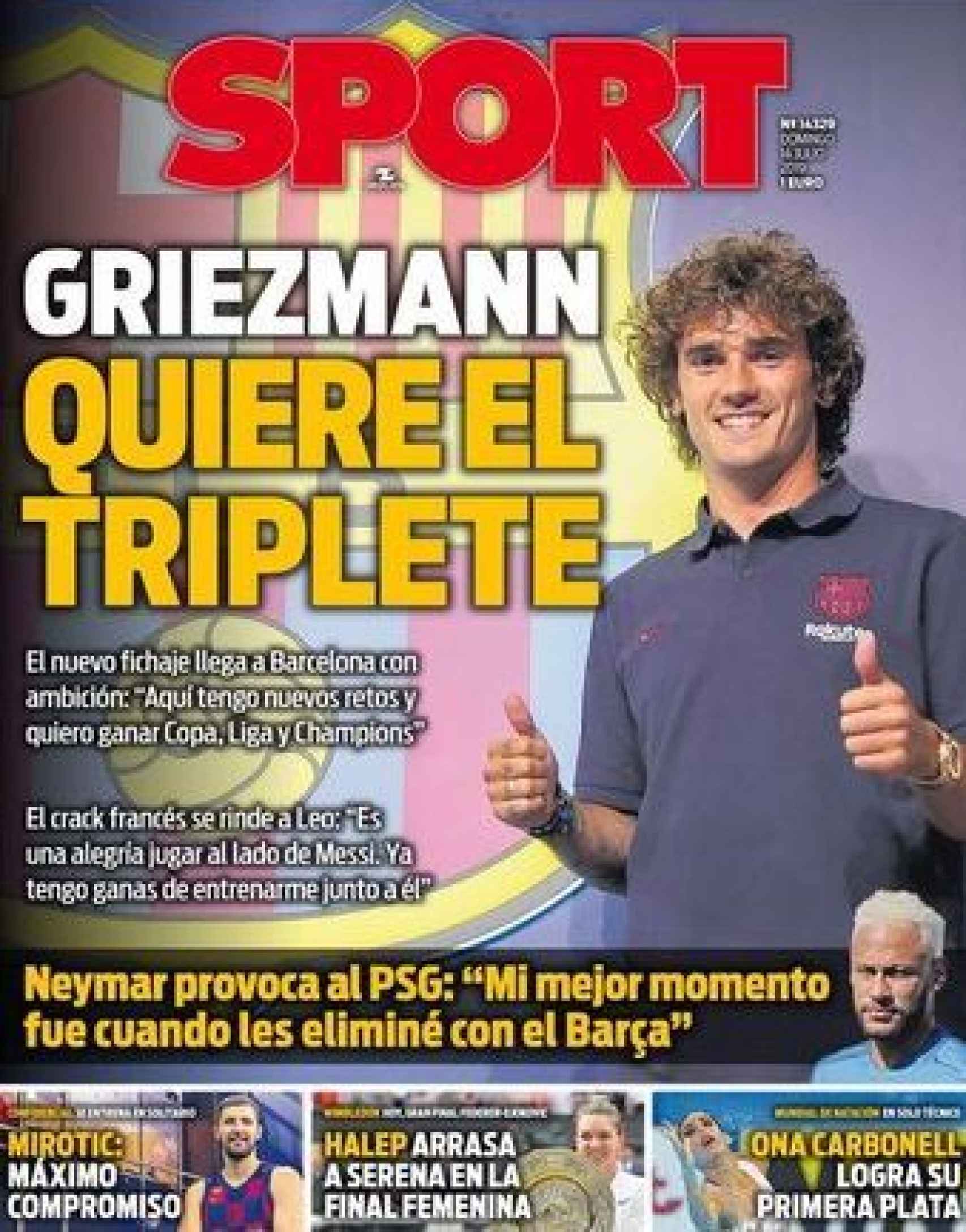 La portada del diario Sport (14/07/2019)