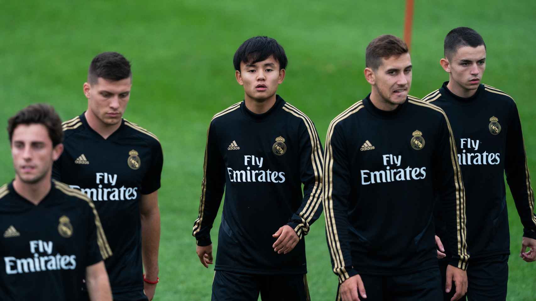 Takefusa Kubo junto a otros jugadores en la pretemporada del Real Madrid en Montreal.