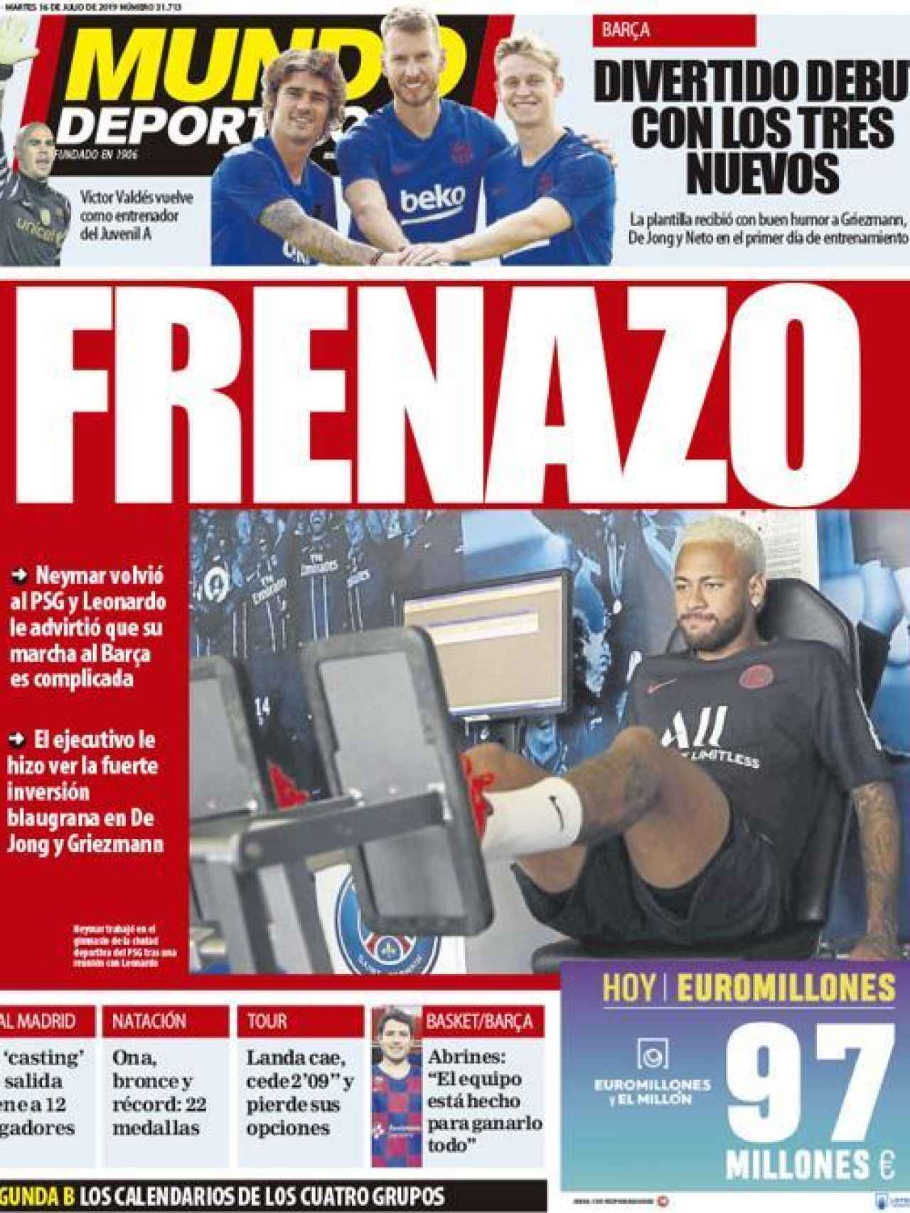 La portada del diario Mundo Deportivo (16/07/2019)