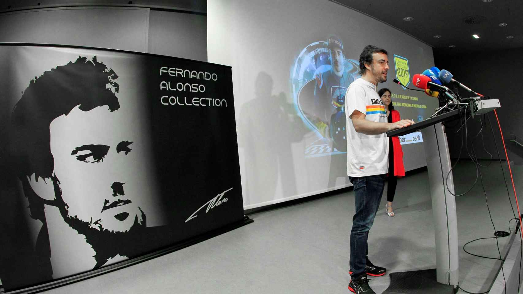 Fernando Alonso, durante la presentación de los actos de su Fundación en Oviedo