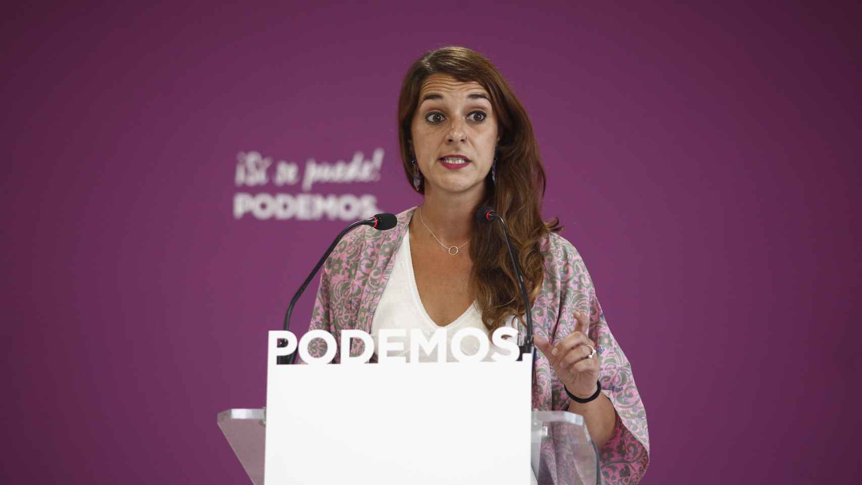 Noelia Vera, portavoz de Podemos, durante una intervención