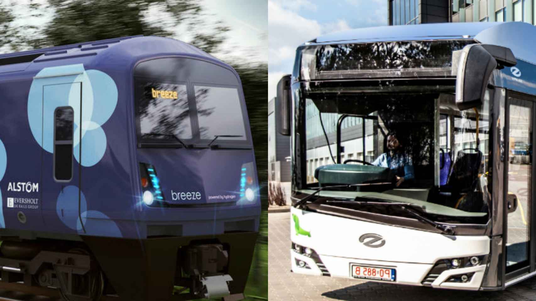 El tren de Alstom y el autobús de Solaris (CAF) de hidrógeno.