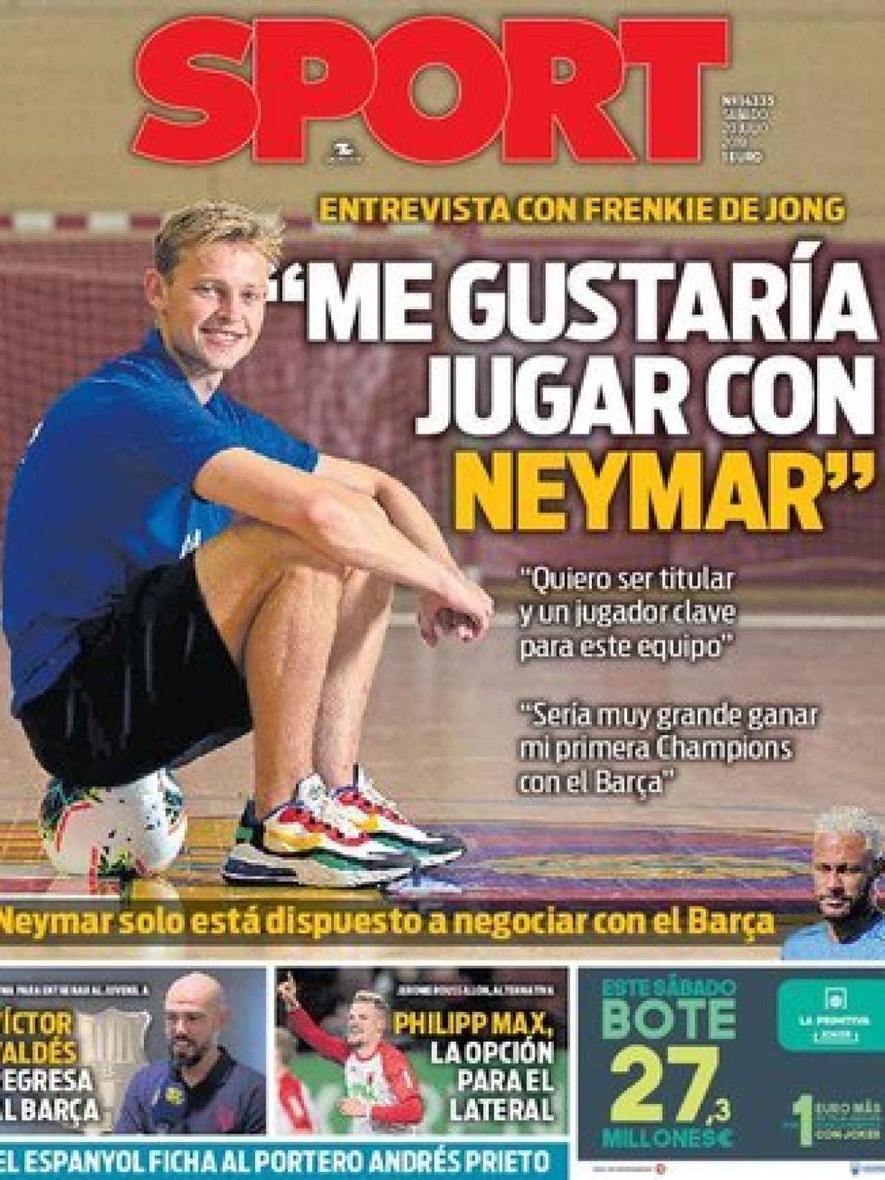 La portada del diario Sport (20/07/2019)
